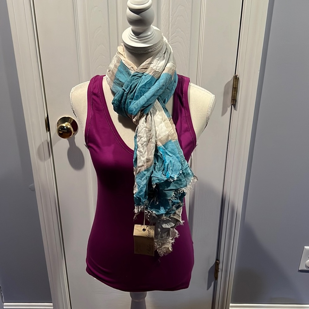 Italca of Italy turquoise/beige/gray/white scarf New!